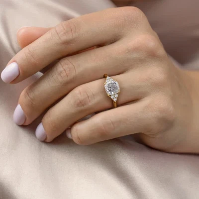  Gold Diamond Ring IGI Certified Lab Created Cushion Cut 1.20 Carat 18k Yellow - Image 1 of 4