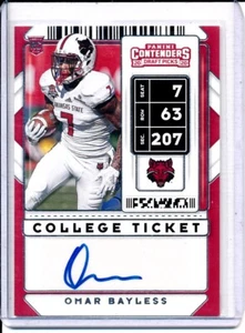 OMAR BAYLESS NCAA Arkansas State 2020 Panini Contenders Draft RC Auto #295 Card - Picture 1 of 1