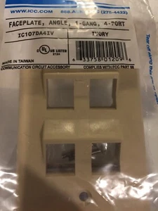 ICC Faceplate, 4Port, 1 Gang, Angle, Ivory, IC107DA4IV New - Picture 1 of 4