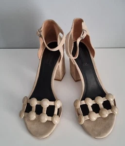 Alexander Wang Women's Abby Beige Suede Heeled Cashmere Sandals UK sz 7 RRP £598 - Picture 1 of 11