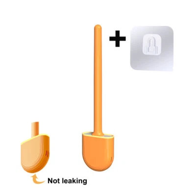 Toilet Brush With Holder Set Long Handled Silicone Toilet Brush Wall Mounted Foto 1 de 4