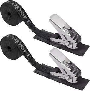 Ayaport Edelstahl Ratsche Spanngurte 8'x1"-2 Stück, schwarz-edelstahl - Bild 1 von 7