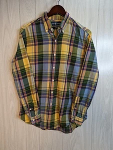Ralph Lauren Shirt Men’s Medium Classic Fit Long Sleeve Checked Plaid Yellow - Picture 1 of 6