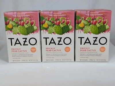 TAZO PRICKLY PEAR CACTUS Herbal Tea 3 Boxes 16 Bags each  48 Tea Bags HTF - Image 1 of 4