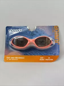 Speedo Fast And Fun Neon Orange Goggle Jr. Amp Mirrored (ages 6-14) NEW - Picture 1 of 4