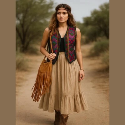 Chaleco colorido tapiz azteca boho vintage unisex Foto 1 de 4