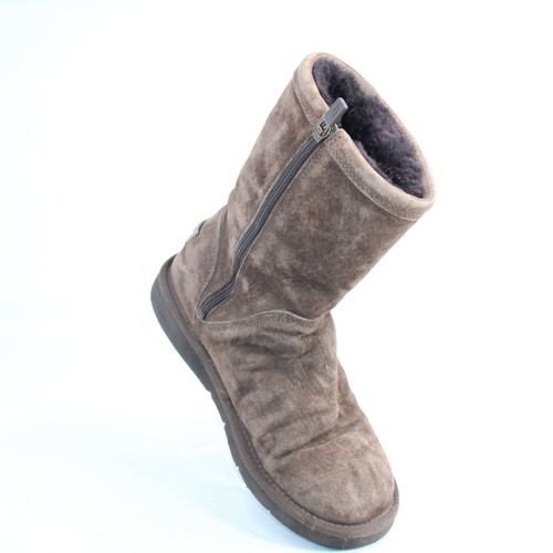Stivali mezzo polpaccio UGG Australia donna taglia 7 scamosciati Fairfax cerniera laterale marrone medio