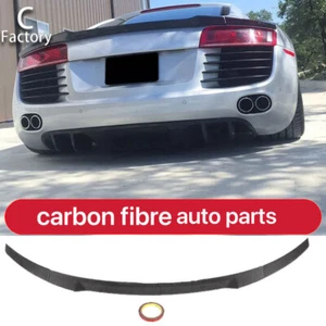 Real CARBON FIBER Rear Trunk Spoiler Boot Wing Lip For Audi R8 V8 V10 2008-2015 - Picture 1 of 12