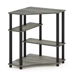 Furinno Turn-N-Tube Space Saving Corner Desk with Shelves, French Oak Grey/Black - Picture 1 of 6