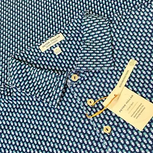 Peter Millar Piña Skullada Performance Jersey Golf Polo SS Men Sz L Navy - Picture 1 of 14