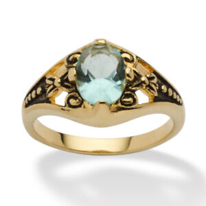 PalmBeach Jewelry Birthstone Gold-Plated Ring-March-Aquamarine