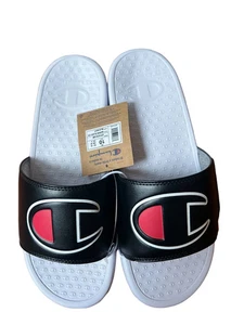 Champion Super Slide CB Slide Sandals Black White CP101613M Size 10 - Picture 1 of 6