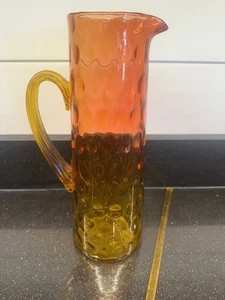 Vintage Mount Washington Amberina Ombre Art Glass Large Coin Dot Pitcher 10.75" - Picture 1 of 8