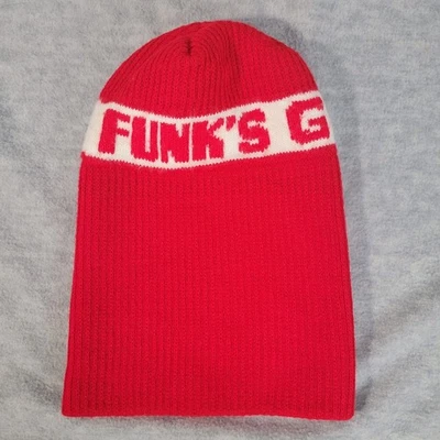 Винтажный 1970-х Funk's G лыж трикотажа Beanie чулок крышка зимняя шляпа красный/белый взрослый - Изображение 1 из 4