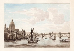 London Blackfriars Bridge Inglaterra Gran Bretaña aguatinta grabado grabado 1791 - Imagen 1 de 1