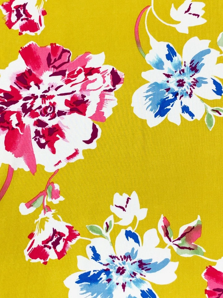 黄金花卉人造丝Challis织物从日本进口按码  — 第 1/3 张图片