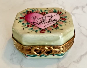 LIMOGES IMPORTS SAMMLER PORZELLAN FIGUR HAPPY BIRTHDAY Schmuck Schatzkiste - Bild 1 von 5