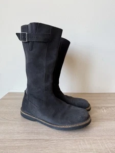 Womens Birkenstock Melrose High Boots Suede Leather Blue Gray 40 9-9.5 - Picture 1 of 8