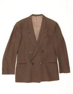 FACIS Mens Double Breasted Blazer Jacket UK 38 Medium Brown Wool CJ01 - Picture 1 of 3