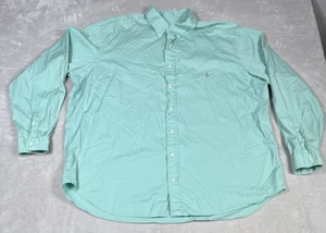 Polo Ralph Lauren Shirt Men 2XL Big 2XB Mint Beach Twill Long Sleeve Cotton Pony - Picture 1 of 9