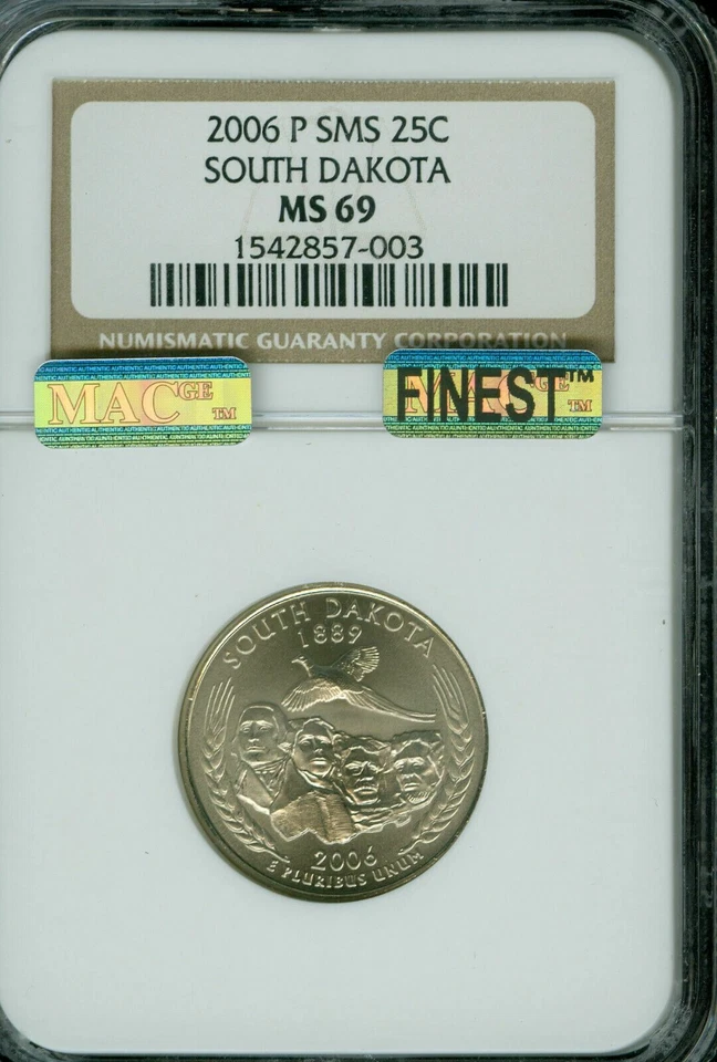 2006 P SOUTH DAKOTA QUARTER NGC MS69 SMS MAC FINEST REGISTRY MAC SPOTLESS  * - Image 1 of 2