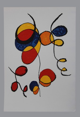 Mid century modern, Calder-like Lithograph, untitled, signed, undated ...