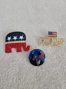 NWOT 3 REPUBLICAN DONALD TRUMP SUPPORT PINS INAUGURATION DAY JAN 20, 2025 🇺🇲 - Picture 1 of 9