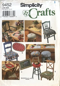 1990er Simplicity Home Stuhlauflagen, Platzsets Muster 9452 UNGESCHNITTEN - Bild 1 von 2