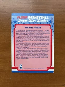 Michael Jordan 1988 Fleer Super Star Sticker - Back Only No Sticker! READ - Picture 1 of 2