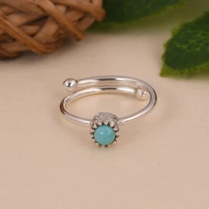 Dainty & Minimalist Ring in 925 Sterling Silver With Turquoise For Birthday Gift - Picture 1 of 9