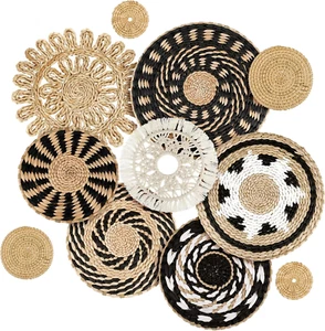 11 Pcs Boho Wall Basket Decor Decorative Bulrush Woven Basket Wall Decor Boho Wa - Picture 1 of 12