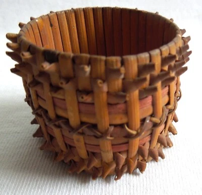 Vintage 1930's BASKET NAPKIN RING #2 *Northeast Micmac*Porcupine Weave*FREE SHIP - Image 1 of 4
