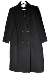 Abrigo largo vintage Charles Klein negro 100 % lana doble botonadura para mujer talla 18P - Imagen 1 de 8