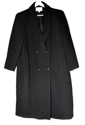Abrigo largo vintage Charles Klein negro 100 % lana doble botonadura para mujer talla: 18P Foto 1 de 4