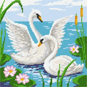 Needlepoint Kit "Swans" Cross stitch kit with Printed Tapestry Canvas - Picture 1 of 6
