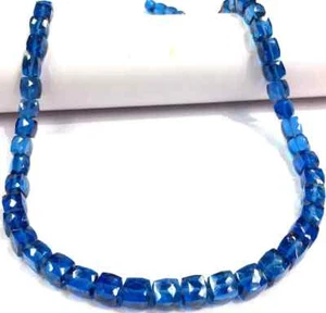 AAA+Rare Natural Blue Spinel Cube Shape Beads Faceted Neon Apatite Chain Beads. - Picture 1 of 10