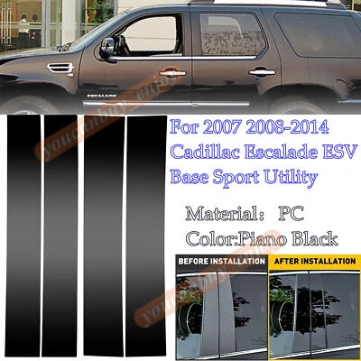 4pc Black Window B Pillar Post Door Molding Trim For Cadillac Escalade 2007-2014 Foto 1 de 4