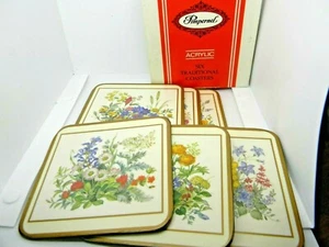 Pimpernel Wiese Blumen Quadratisch Untersetzer Floral 4" Acryl Vintage 6er Set - Bild 1 von 7