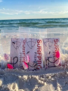 3 Pompano Pier/Surf/Beach Fishing Rigs, 2/0 Circle - 25lb Fluoro | Pink - Picture 1 of 6