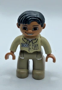 Lego Duplo Figure Male Zoo Keeper Black Hair - Replacement - Picture 1 of 3