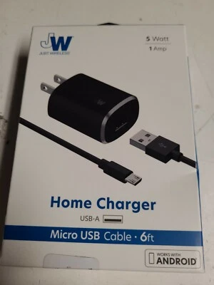 Just Wireless Home Charger USB with 6ft Micro USB Cable Black For Android - Image 1 of 2
