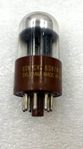 (Individual) Sylvania 6SN7WGTA Base Marrón Cromo Superior Negro Plat EE. UU. - Imagen 1 de 4