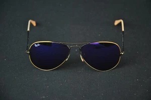 Light Scratches Ray Ban Sunglasses Aviator Large Metal Gold Violet RB 3525 - Picture 1 of 7