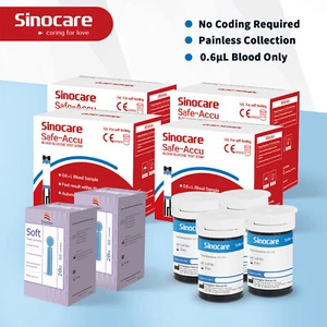 SINOCARE Tiras reactivas de glucosa en sangre 100X para Safe-Accu - Imagen 1 de 8