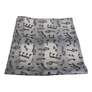 Treble Clef and Music Notes Black on White Satin Stripe Scarf - Picture 1 of 1