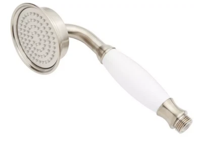 SIGNATURE HARDWARE COOPER HAND SHOWER WITH PORCELAIN HANDLE - BRUSHED NICKEL
