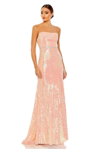 NWT $398 IEENA FOR MAC DUGGAL STRAPLESS PINK SEQUIN GOWN STYLE 26980 SIZE 4 - Picture 1 of 7