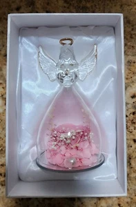 Preserved Flowers Rose in Glass Dome Eternal Rose with Angel Figurines Gifts Box - Picture 1 of 8