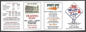 1995 MACON BRAVES Sports Spot Regular Season TASCA PROGRAMMA NUOVO-MT (MK) - Foto 1 di 1