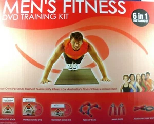 MEN's FITNESS 8Pc TRAINING KIT (BOOK, DVD, CD & Workout Equipment) CORE STRENGTH - Picture 1 of 12